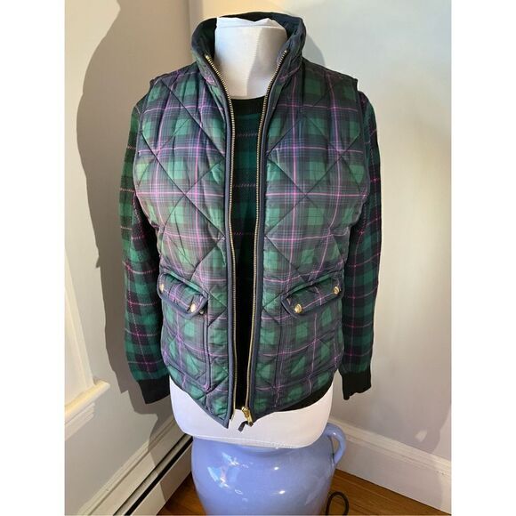 J Crew Factory Plaid Teddie Vest, Small. Puffer, minimalist - Picture 4 of 14
